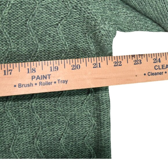 Woman Within Green Full Zip Cable Knit Cardigan Sweater 18/20 L Pockets - Picture 4 of 6
